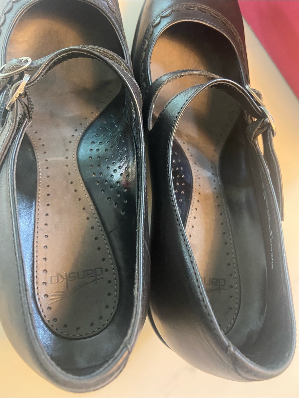 Dansko Black Leather Double-Strap Mary Jane Heels - Picture 14 of 16